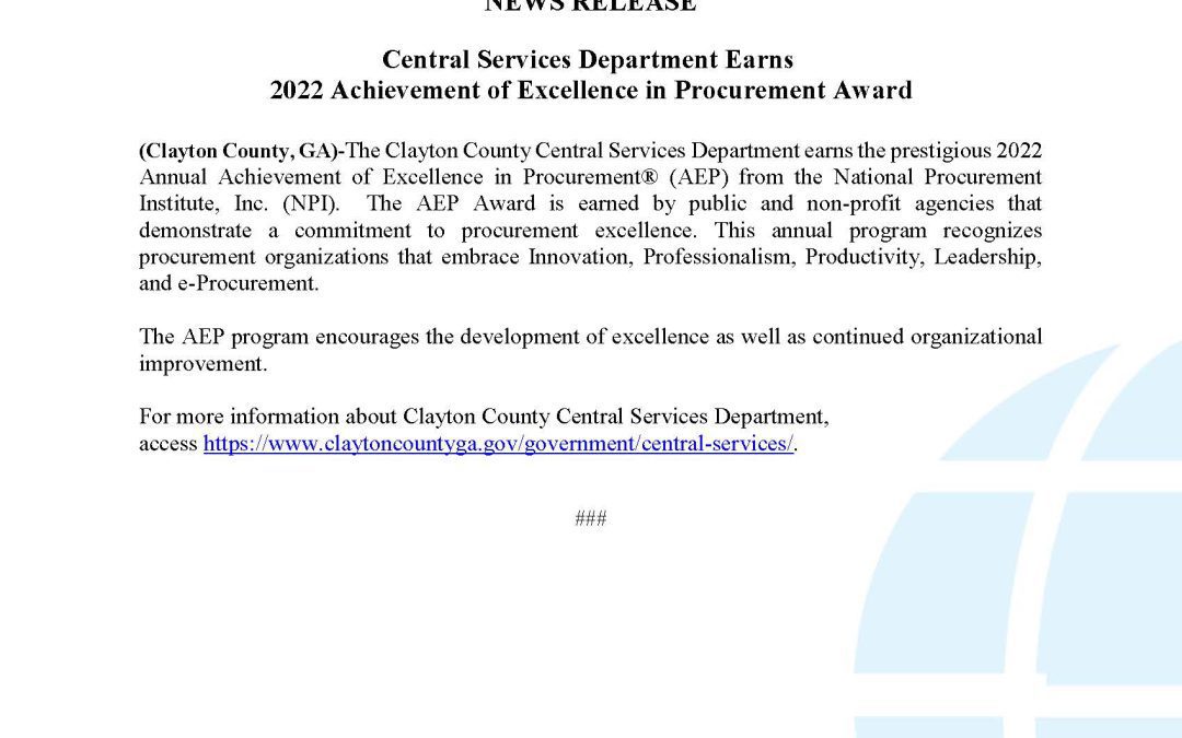 Central Services Department Earns 2022 Achievement