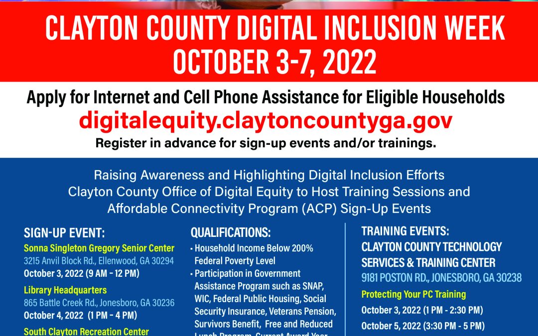 Clayton to Create Digital Equity Plan and Celebrate Digital Inclusion Week