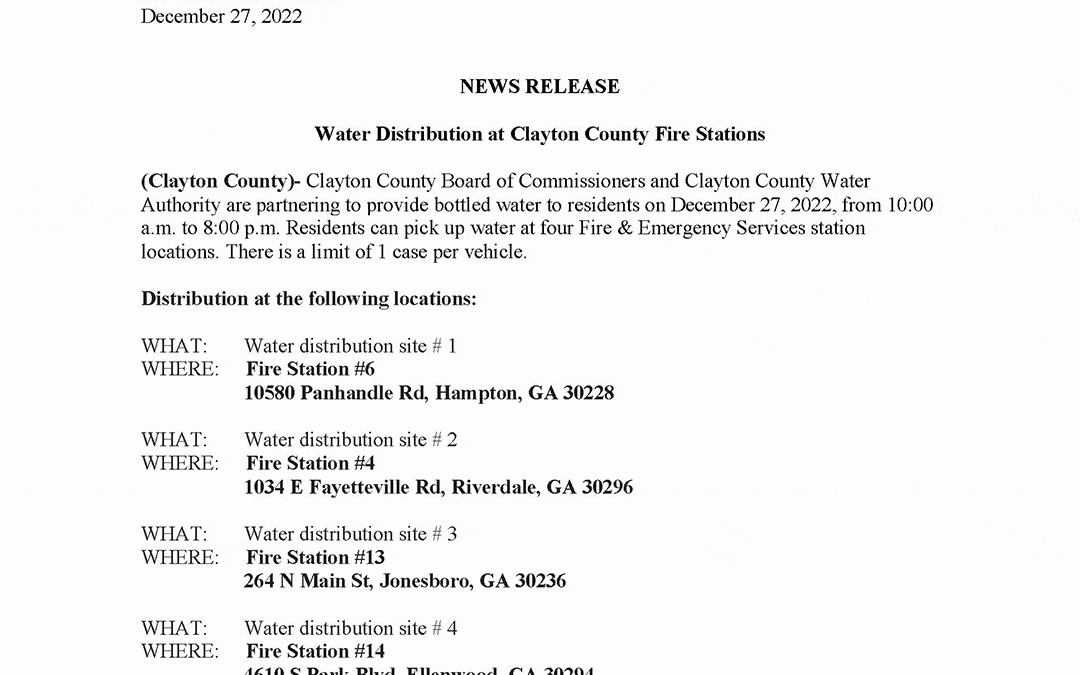 Water Distribution at Clayton County Fire Stations