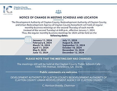 Notice of Change in Meeting Schedule and Location