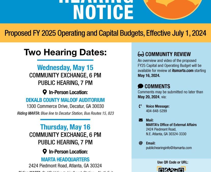 MARTA Public Hearing Notice for FY25 Budget Proposal